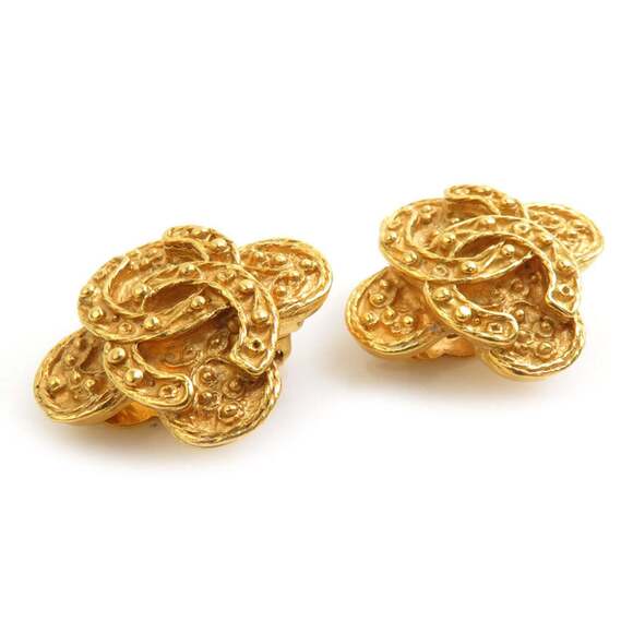 CHANEL Gold Logo Earrings